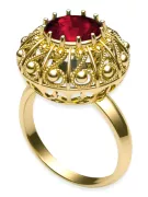 Pierścionek Rubin 14k żółte złoto Klasyczny Vintage vrc059y